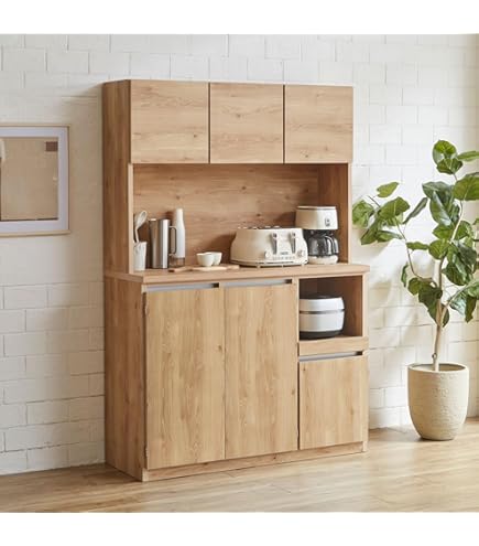 Amazon｜食器棚 大川家具 レンジ台 キッチンボード 幅120 奥行42 高